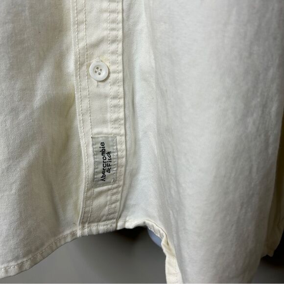 Ambercrombie & Fitch Muscle Men's White Double Pocket Long Sleeve Button Down XL - Picture 3 of 7